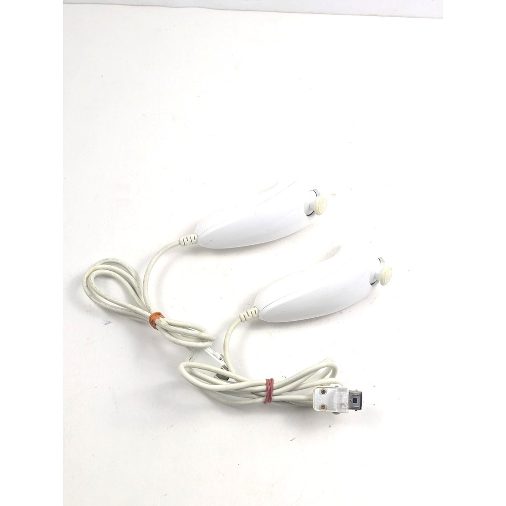 2x Official Wii Nunchuck White Remote Nintendo Motion Wii U OEM Controller